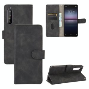 For Sony Xperia 1 II Solid Color Skin Feel Magnetic Buckle Horizontal Flip Calf Texture PU Leather Case with Holder & Card Slots & Wallet(Black) (OEM)