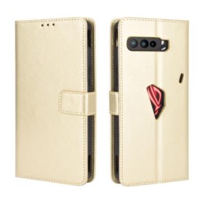 For Asus ROG Phone 3 ZS661KS Retro Crazy Horse Texture Horizontal Flip Leather Case , with Holder & Card Slots & Photo Frame(Gold) (OEM)