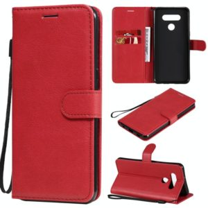 For LG K51 Solid Color Horizontal Flip Protective Leather Case with Holder & Card Slots & Wallet & Photo Frame & Lanyard(Red) (OEM)