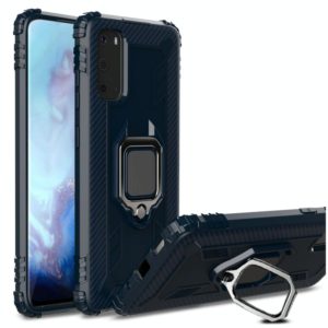 For Vivo iQOO 3 5G Carbon Fiber Protective Case with 360 Degree Rotating Ring Holder(Blue) (OEM)