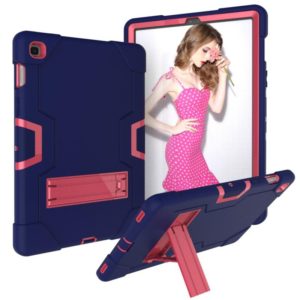 For Galaxy Tab S5e T720 Contrast Color Silicone + PC Combination Case with Holder(Navy Blue + Rose Red) (OEM)