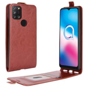 For Alcatel 3X 2020 R64 Texture Single Vertical Flip Leather Protective Case with Card Slots & Photo Frame(Brown) (OEM)