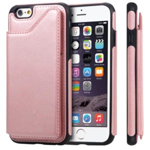 For iPhone 6 Shockproof Calf Texture Protective Case with Holder & Card Slots & Frame(Rose Gold) (OEM)
