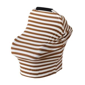 Multifunctional Cotton Nursing Towel Safety Seat Cushion Stroller Cover(Brown and White Stripes) (OEM)