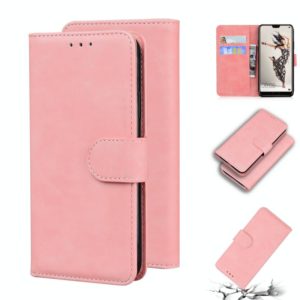 For Huawei P20 Pro Skin Feel Pure Color Flip Leather Phone Case(Pink) (OEM)