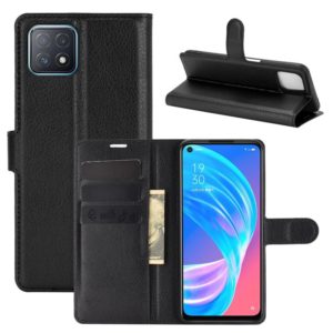 For OPPO A72 / A73 5G Litchi Texture Horizontal Flip Protective Case with Holder & Card Slots & Wallet(Black) (OEM)
