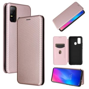 For DOOGEE N30 Carbon Fiber Texture Horizontal Flip TPU + PC + PU Leather Case with Card Slot(Pink) (OEM)