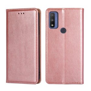 For Motorola G Pure Gloss Oil Solid Color Magnetic Leather Phone Case(Rose Gold) (OEM)