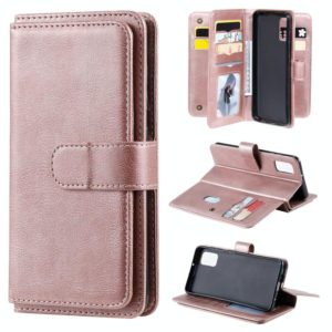 For Samsung Galaxy A41 Multifunctional Magnetic Copper Buckle Horizontal Flip Solid Color Leather Case with 10 Card Slots & Wallet & Holder & Photo Frame(Rose Gold) (OEM)