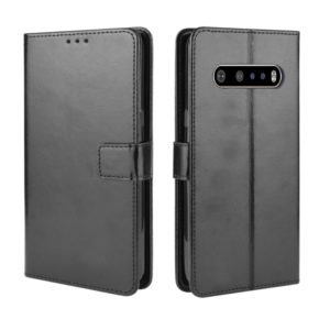 For LG V60 ThinQ 5G Retro Crazy Horse Texture Horizontal Flip Leather Case , with Holder & Card Slots & Photo Frame(Black) (OEM)