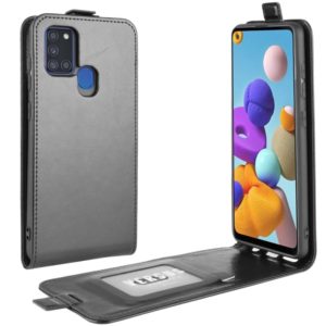 For Galaxy A21S R64 Texture Single Vertical Flip Leather Protective Case with Card Slots & Photo Frame(Black) (OEM)