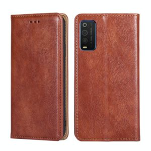 For TCL 205 Pure Color Magnetic Leather Phone Case(Brown) (OEM)
