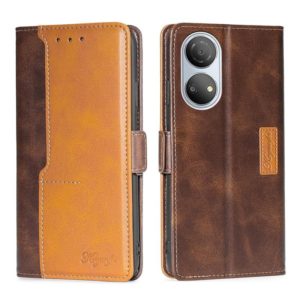 For Honor Play 30 Plus Contrast Color Side Buckle Leather Phone Case(Dark Brown + Gold) (OEM)