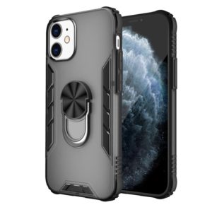 For iPhone 12 mini Magnetic Frosted PC + Matte TPU Shockproof Case with Ring Holder(Phantom Black) (OEM)