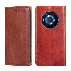 For Honor Magic3 Gloss Oil Solid Color Magnetic Leather Phone Case(Brown) (OEM)