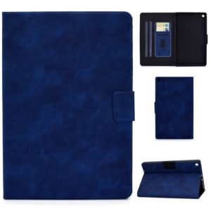 For Kindle Fire HD8 2016 / 2017 Cowhide Texture Horizontal Flip Leather Case with Holder & Card Slots & Sleep / Wake-up Function(Blue) (OEM)