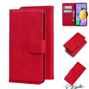 For LG K52 / K62 / Q52 Skin Feel Pure Color Flip Leather Phone Case(Red) (OEM)