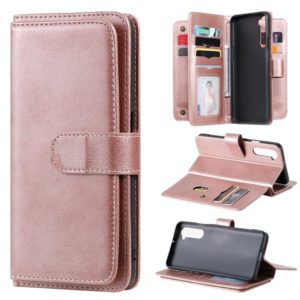 For Oneplus Nord Multifunctional Magnetic Copper Buckle Horizontal Flip Solid Color Leather Case with 10 Card Slots & Wallet & Holder & Photo Frame(Rose Gold) (OEM)