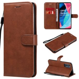 For Oppo Reno4 Pro 5G Solid Color Horizontal Flip Protective Leather Case with Holder & Card Slots & Wallet & Photo Frame & Lanyard(Brown) (OEM)