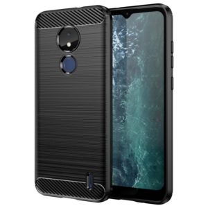 For Nokia C21 Brushed Texture Carbon Fiber TPU Phone Case(Black) (OEM)