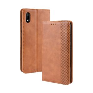 Magnetic Buckle Retro Crazy Horse Texture Horizontal Flip Leather Case for Wiko Jerry 4, with Holder & Card Slots & Photo Frame(Brown) (OEM)
