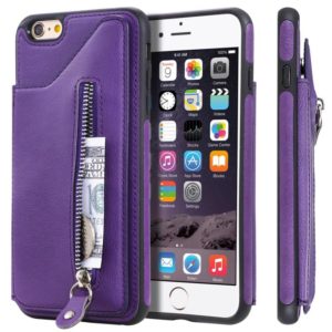 For iPhone 6 Plus Solid Color Double Buckle Zipper Shockproof Protective Case(Purple) (OEM)