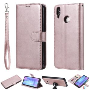 For Huawei Honor 8C Solid Color Horizontal Flip Protective Case with Holder & Card Slots & Wallet & Photo Frame & Lanyard(Rose Gold) (OEM)