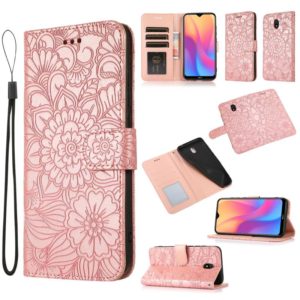 For Xiaomi Redmi 8A Skin Feel Embossed Sunflower Horizontal Flip Leather Case with Holder & Card Slots & Wallet & Lanyard(Rose Gold) (OEM)
