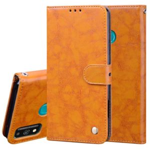 For Huawei Honor 9X Lite Business Style Oil Wax Texture Horizontal Flip Leather Case with Holder & Card Slots & Wallet(Yellow) (OEM)