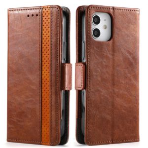 For iPhone 12 Pro Max CaseNeo Business Splicing Dual Magnetic Buckle Horizontal Flip PU Leather Case with Holder & Card Slots & Wallet(Brown) (OEM)
