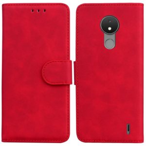 For Nokia C21 Skin Feel Pure Color Flip Leather Phone Case(Red) (OEM)