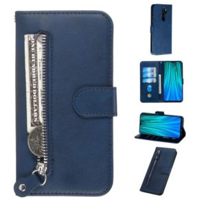 For Xiaomi Redmi Note 8 Pro Fashion Calf Texture Zipper Horizontal Flip PU Leather Case, with Holder & Card Slots & Wallet(Blue) (OEM)