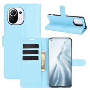 For Xiaomi Mi 11 Litchi Texture Horizontal Flip Protective Case with Holder & Card Slots & Wallet(Blue) (OEM)