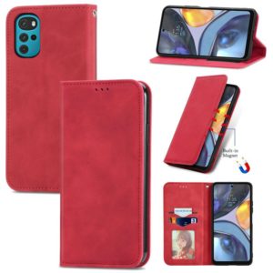 For Motorola Moto G22 Retro Skin Feel Magnetic Leather Phone Case(Red) (OEM)