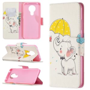 For Nokia 5.3 Colored Drawing Pattern Horizontal Flip Leather Case with Holder & Card Slots & Wallet(Elephant) (OEM)