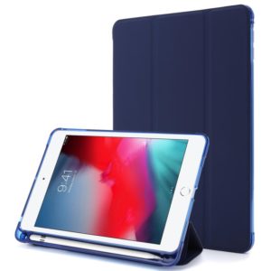For iPad Mini (2019) Airbag Horizontal Flip Leather Case with Three-fold Holder & Pen Holder(Dark Blue) (OEM)