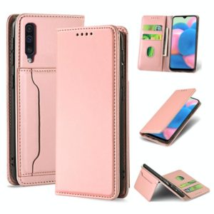 For Samsung Galaxy A30s Strong Magnetism Liquid Feel Horizontal Flip Leather Case with Holder & Card Slots & Wallet(Rose Gold) (OEM)