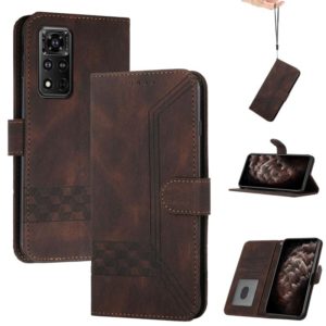For Honor V40 5G Cubic Skin Feel Flip Leather Phone Case(Dark Brown) (OEM)