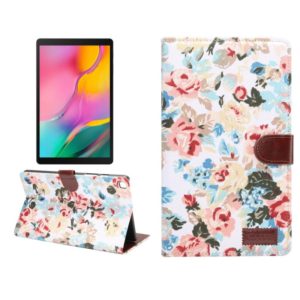 Dibase Flower Pattern Cloth Surface Horizontal Flip PC + PU Leather Case with Holder & Card Slots & Sleep / Wake-up Function For Galaxy Tab A 8.0 inch (2019) / T290 / T295(White) (OEM)