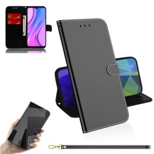 For Xiaomi Redmi 9 Lmitated Mirror Surface Horizontal Flip Leather Case with Holder & Card Slots & Wallet & Lanyard(Black) (OEM)