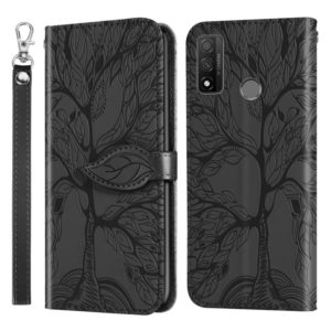 For Huawei P smart 2020 Life of Tree Embossing Pattern Horizontal Flip Leather Case with Holder & Card Slot & Wallet & Photo Frame & Lanyard(Black) (OEM)