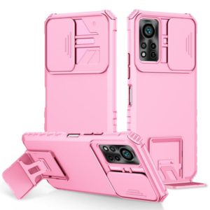 For Infinix Hot 11S NFC Stereoscopic Holder Sliding Camshield Phone Case(Pink) (OEM)