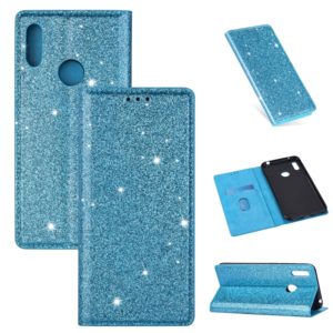 For Huawei Y7 (2019) Ultrathin Glitter Magnetic Horizontal Flip Leather Case with Holder & Card Slots(Sky Blue) (OEM)