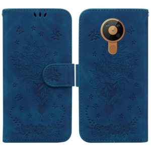For Nokia 5.3 Butterfly Rose Embossed Leather Phone Case(Blue) (OEM)