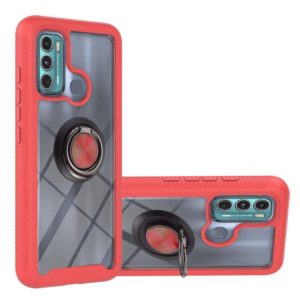 For Motorola Moto G60 Starry Sky Solid Color Series Shockproof PC + TPU Protective Case with Ring Holder & Magnetic Function(Red) (OEM)