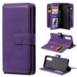 For Sony Xpeira 5 Multifunctional Magnetic Copper Buckle Horizontal Flip Solid Color Leather Case with 10 Card Slots & Wallet & Holder & Photo Frame(Purple) (OEM)