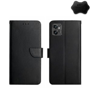 For Motorola Moto G32 Genuine Leather Fingerprint-proof Horizontal Flip Phone Case(Black) (OEM)