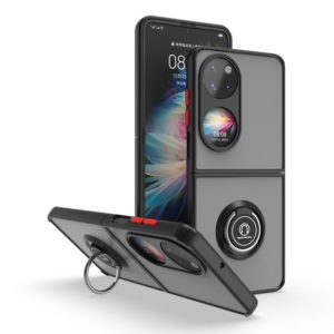 For Huawei P50 Pocket Q Shadow I Ring Kickstand PC and TPU Hybrid Phone Case(Black Red) (OEM)