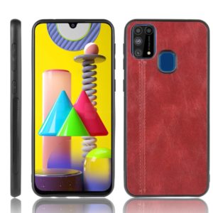 For Galaxy M31 Shockproof Sewing Cow Pattern Skin PC + PU + TPU Case(Red) (OEM)