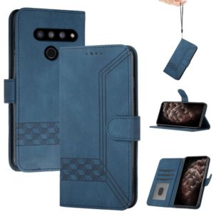 For LG V50 ThinQ 5G Cubic Skin Feel Flip Leather Phone Case(Royal Blue) (OEM)